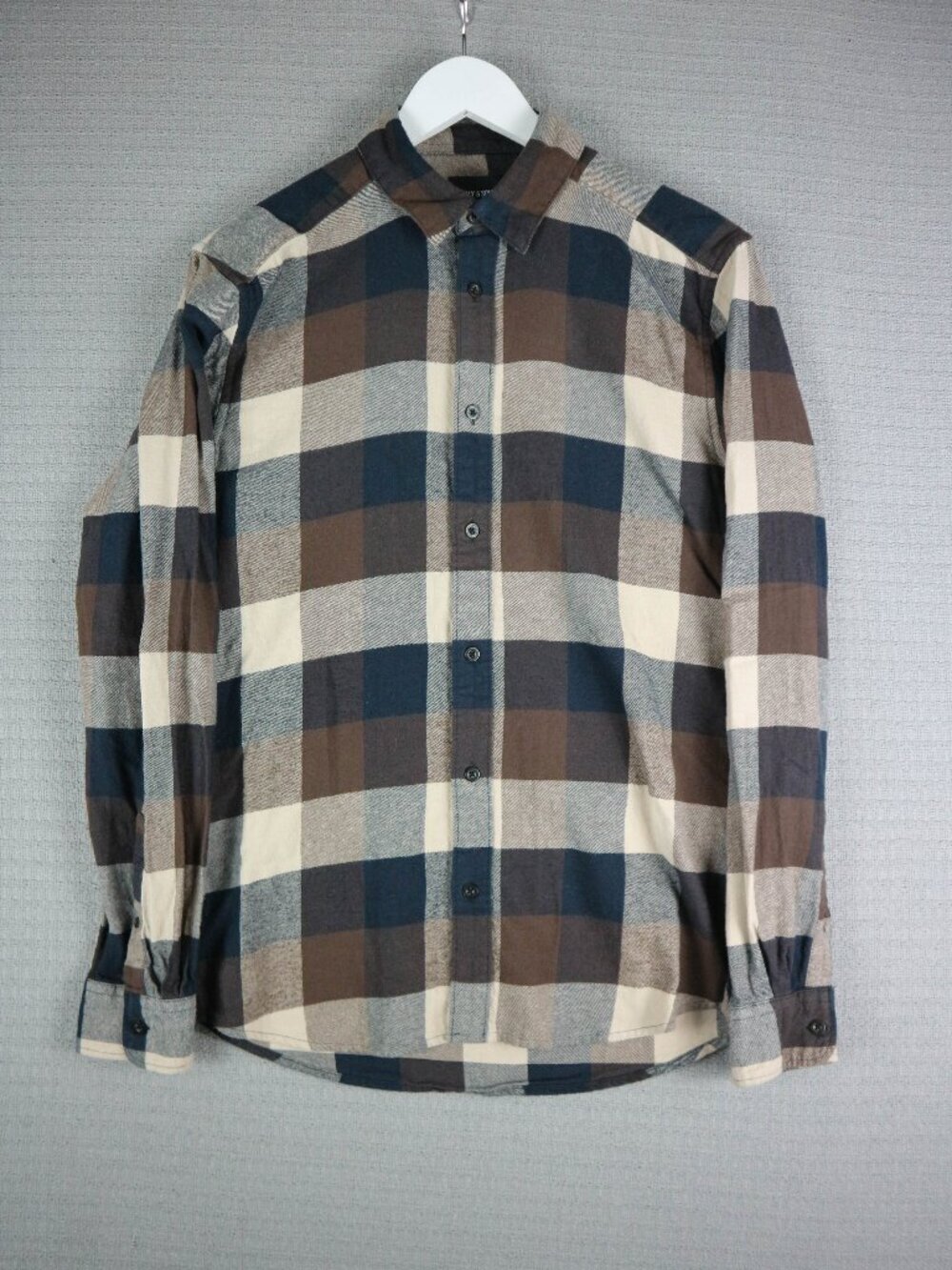 Only & Sons Flannel Cotton Slim Fit Checkered Button Up Shirt Mens Medium